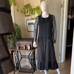 LILITH Elegant Black Short Sleeve with sheer coverup Size M